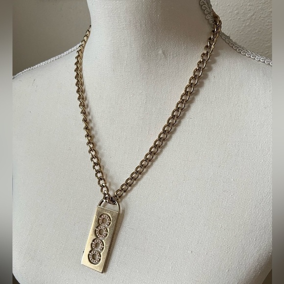 CHANEL Vintage Pink Crystal COCO Dog Tag Necklace - Picture 7 of 7